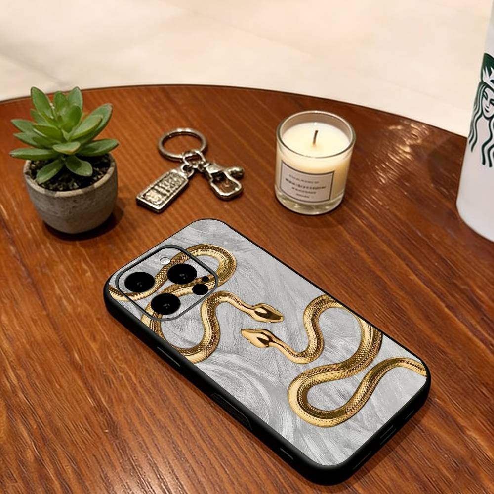 Чехол для телефона со змеей для iPhone 17, 16, 15, 14, 13, 12, 11 Plus, Pro Max, Другие Мягкий силиконовый черный чехол
