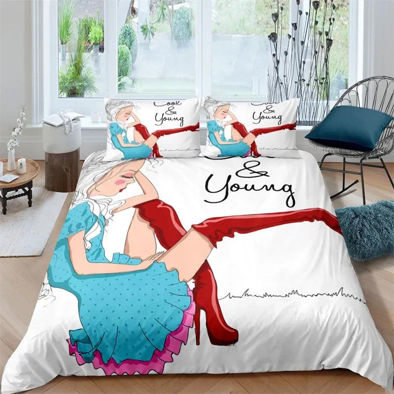 Музыкальная Девушка Современная Мода Девичий Удобный Пододеяльник Наволочка Постельный Комплект Детская Спальня Декор Домашний Текстиль
