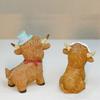 Resin Cow Statue Cartoon Animal Sculpture Table Decor Miniatures Figurine  Cabinet