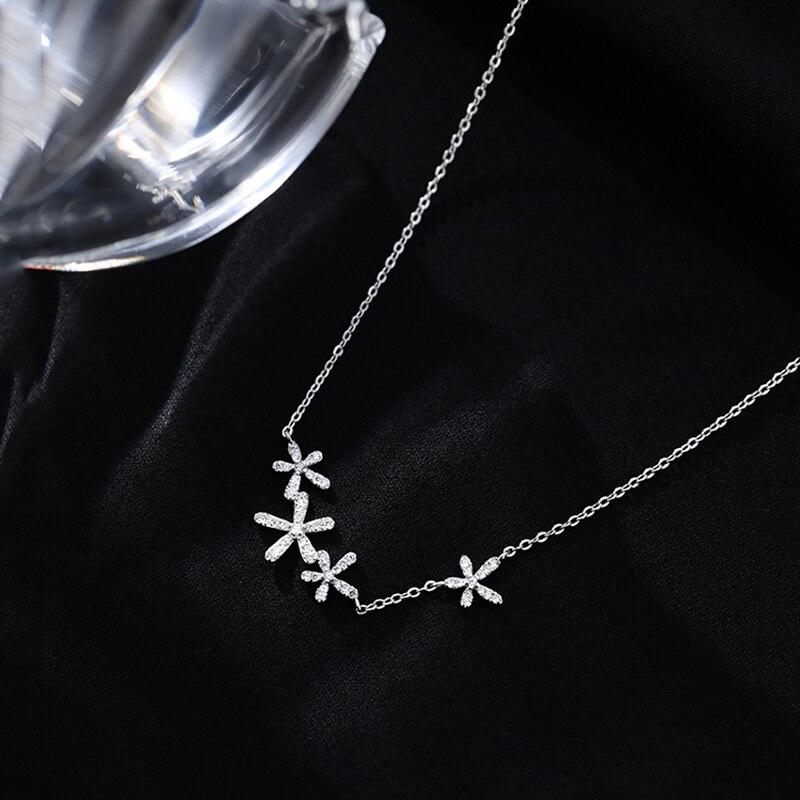 925 Sterling Silver Cherry Blossoms Pendant Necklace for Women Mnimalist Clavicle Chain Wedding Party Jewelry