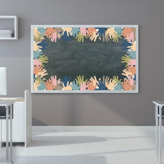 80Pcs Boho Bulletin Board Border Love Heart Hand Dot Semi-circle Waterproof Self-adhesive DIY Back To School Classroom Chalkboard