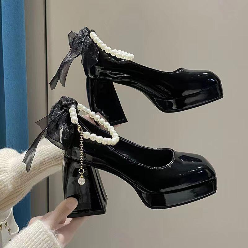 Elegant High Heels Shoes Female 2024 Sexy Ankle Straps Black White Women's Heeled Platform Party Shoe Dress Pumps Ladies