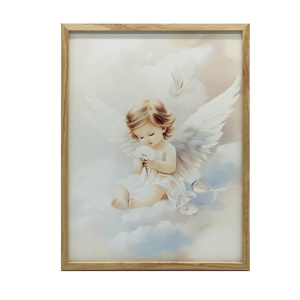 Poster Cute Angel On Clouds Poster Cute Angel On Clouds, 50X70 Cm, Frameless, Premium Canvas On Stretcher
