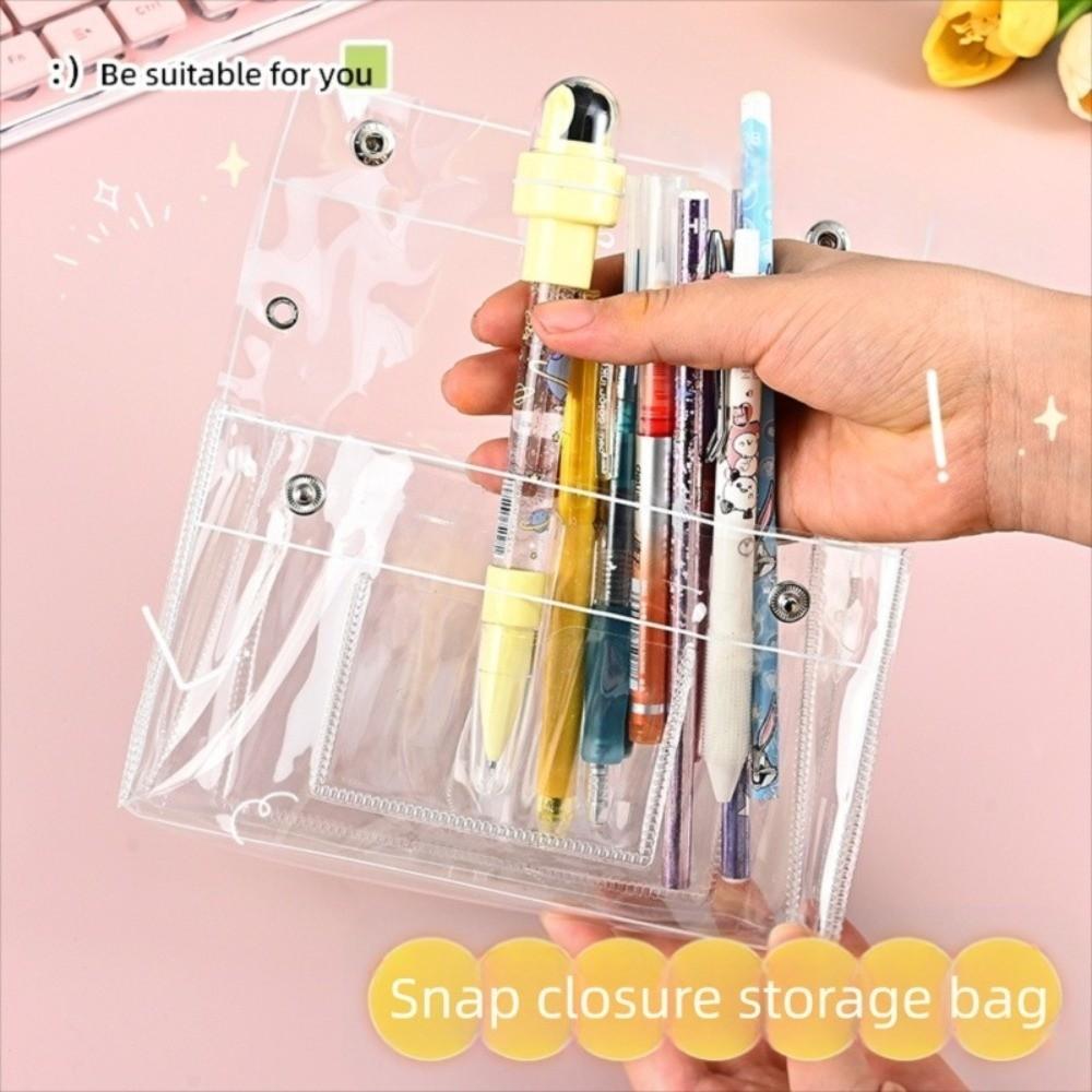Large Capacity Transparent Pen Bag Clear Stationery Organizer Cosmetic Bag Stationery Storage