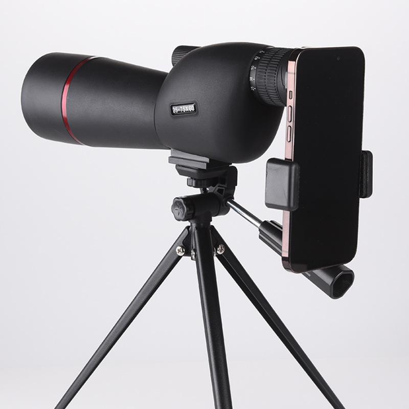 Приятный Глаз 25-75X60 HD Подзорная труба для наблюдения за птицами, Черный телескоп с высокой кратностью и угловым окуляром с зеленым покрытием