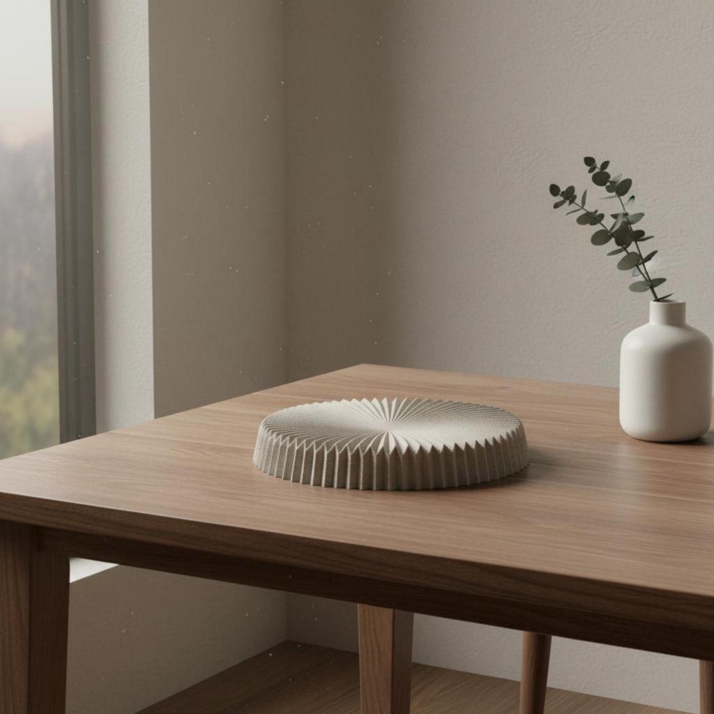 Круглый поднос из смолы Nordic Design С рифленой текстурированной поверхностью