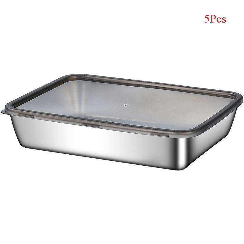 Контейнер для хранения из нержавеющей стали, контейнеры для хранения мяса и продуктов в холодильнике с крышкой, органайзер для холодильника, контейнер для хранения на кухне