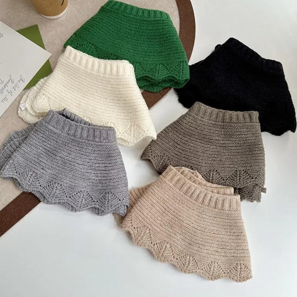 Warm O-Neck Fake Collars Laced up Knitted Knitting Detachable Collar Solid Color Shirt Shawl Wrap