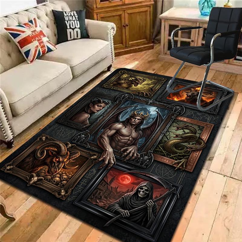 Dark Fantasy Creatures Pattern Rug Floor Mat for Living Room or Bedroom Soft and Comfortable Carpet a Gift for Birthday and Holiday.