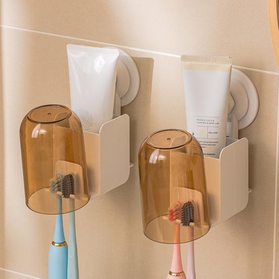 Настенный держатель зубных щеток с двойным зажимом Без перфоратора Вентилируемый дренажный влагостойкий держатель зубных щеток