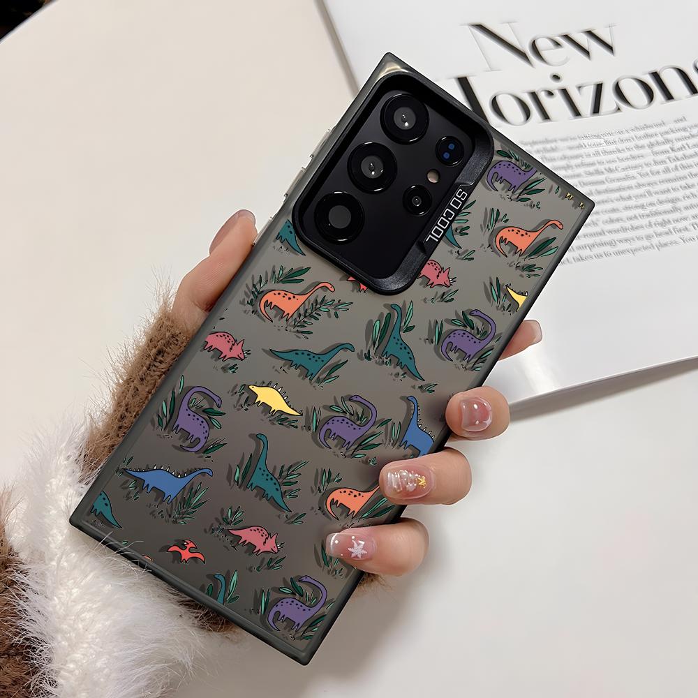 Мультяшные Динозавры Милый Чехол Для Телефона Для Samsung Galaxy S25 S24 S23 S22 S21 Ultra Plus 5G Блестящий TPU Ударопрочный Чехол Подарок