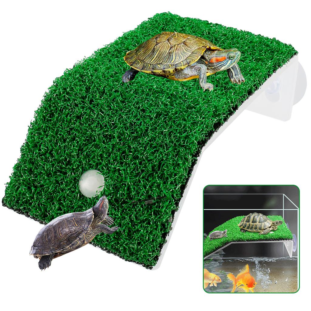 Turtle Basking Platform with Simulation Turtle Resting Terrace with Simulation Cup Turtle Floating Ramp Enhance for Fish Tank