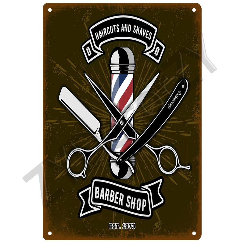 Vintage Home Decor Tin Sign Barber Shop Metal Sign Poster Bar Pub Retro Plaque Haircut and Shave Beard Iron Paintings Art Plates