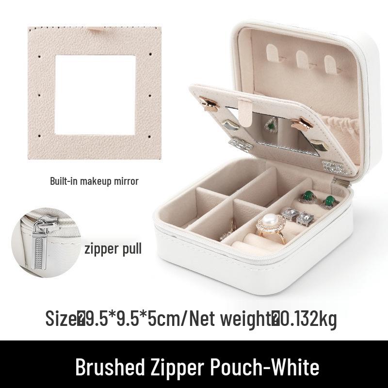 Бархатная шкатулка для драгоценностей на молнии: Портативное хранилище для ожерелий, браслетов, колец и серег