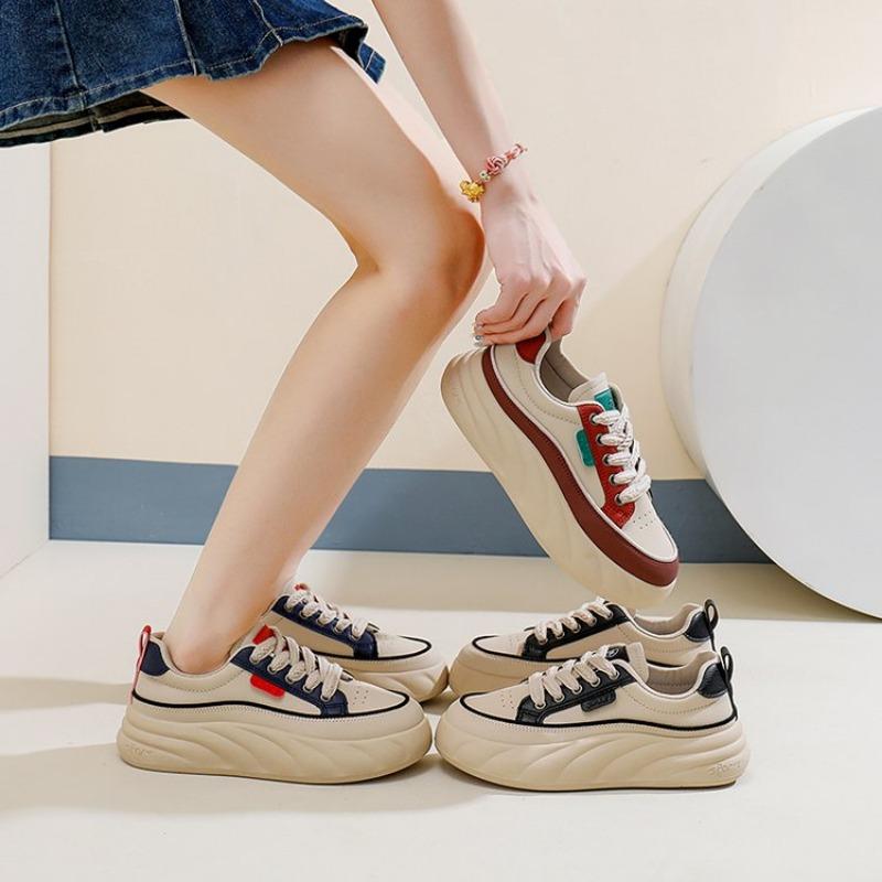 Белые женские кроссовки на платформе летние на шнуровке с толстой подошвой вулканизированная обувь женская из искусственной кожи дышащая спортивная обувь женская