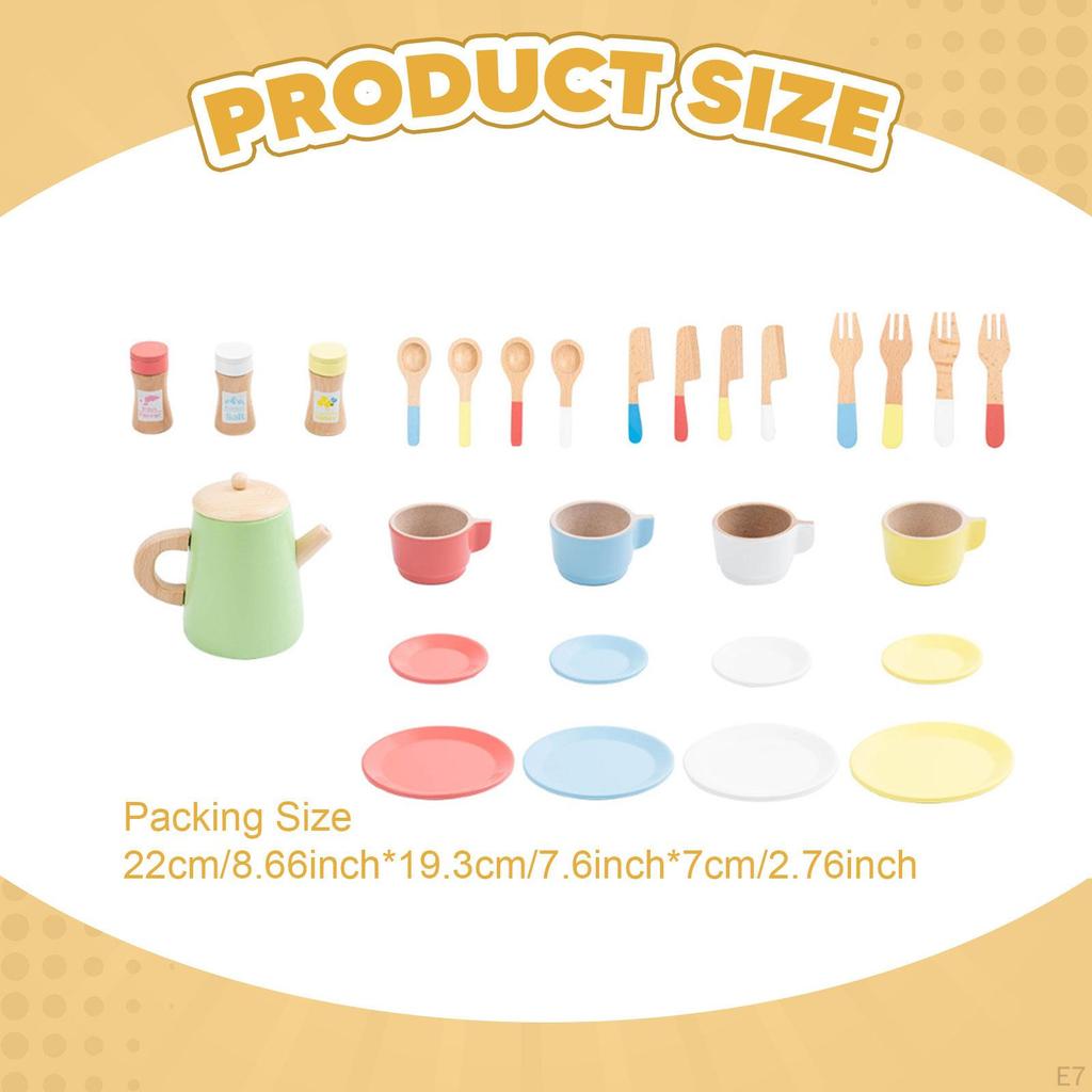 Детский игровой набор для чаепития для детей от 3 до 5 лет с деревянными чайными чашками