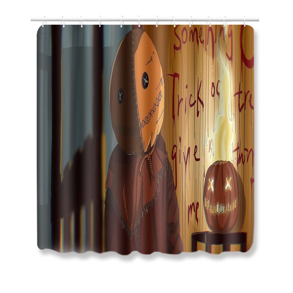 Halloween Shower Curtain Floor Mat Combination Four-Piece Set Kitchen Absorbent Non-Slip Carpet Bedroom Door Mat