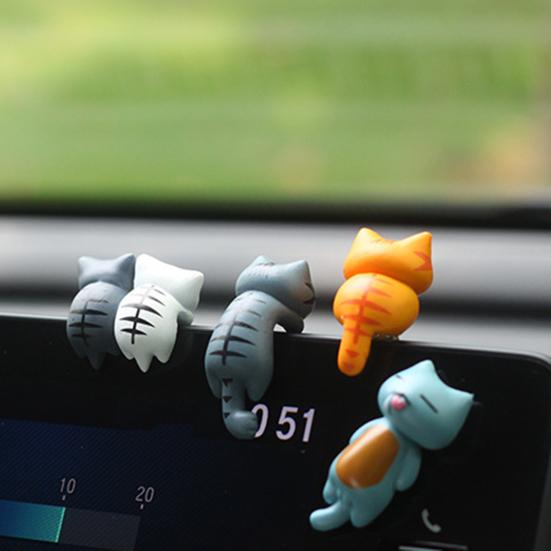 6Pcs Mini Cat Statues Car Center Console Decoration Set Adorable Simple Installation Rear View Mirror Cute Kitty Figurines