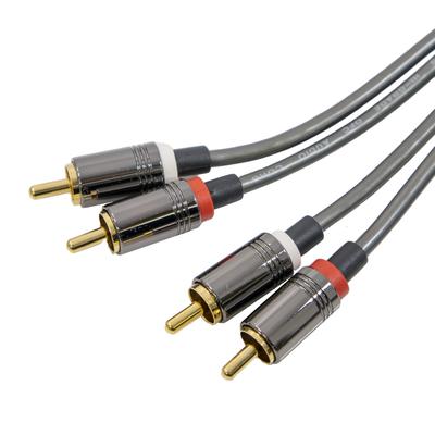 Аудиокабель 2-контактный на 2-контактный RCA-кабель, 2 м, позолоченный штекер, простая упаковка, металлический штекер для подключения высококачественных усилителей, проигрывателей, колонок и т. д.
