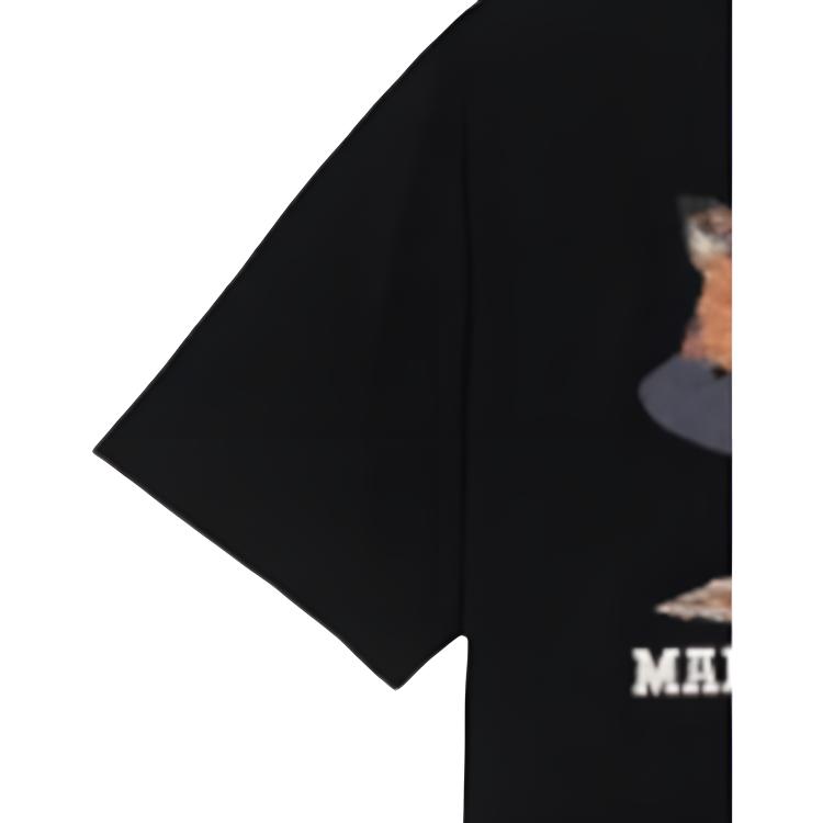 Maison Kitsune Back To Series FW22 Solid Color Casual Fox Print Crew Neck Short Sleeve Drop Shoulder T-Shirt Women tops Black JW00143KJ0008-P199