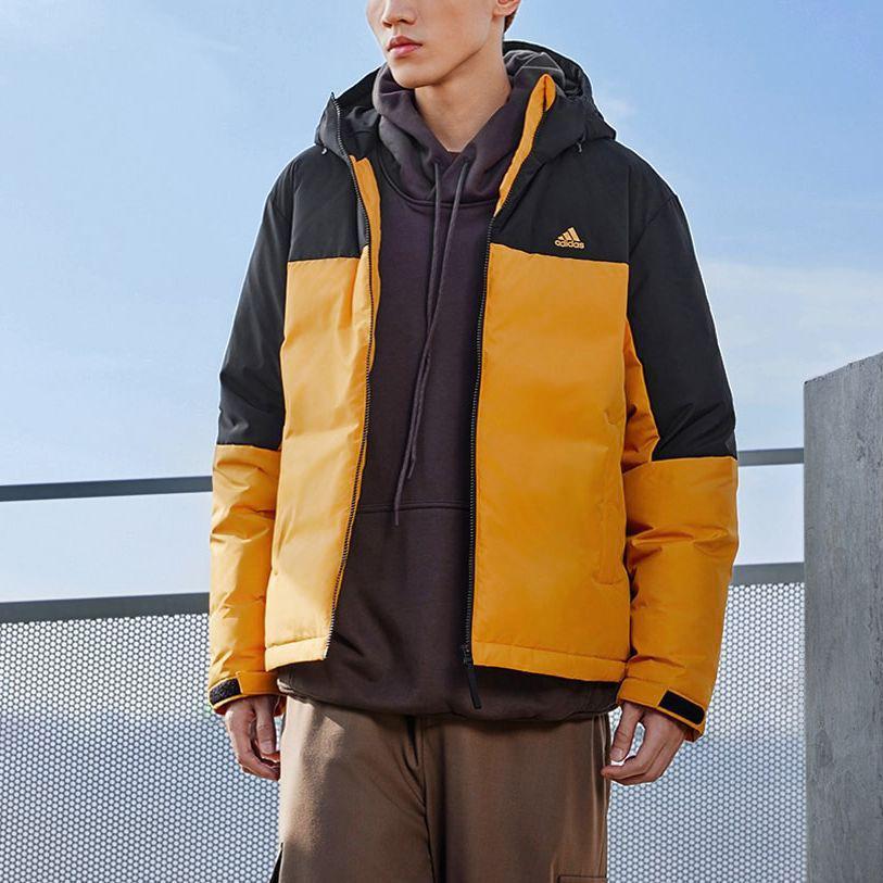 Adidas Color Block Outdoor Sports Casual Hooded Down Jacket Men Jacket Yellow IT8722