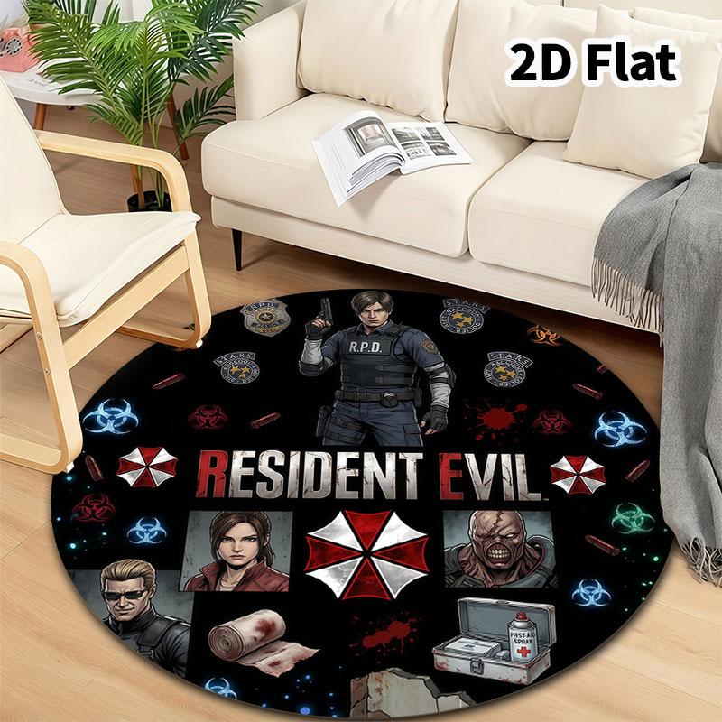 Resident Evil Round Area Rug Carpet Rug For Living Room Bedroom Sofa Playroom Decor Nonslip Floor Mat