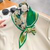 Floral Print Neckerchief Hair Bands Scarf for Women Fashion Headbands Small Neck Scarves 15x75cm EMA