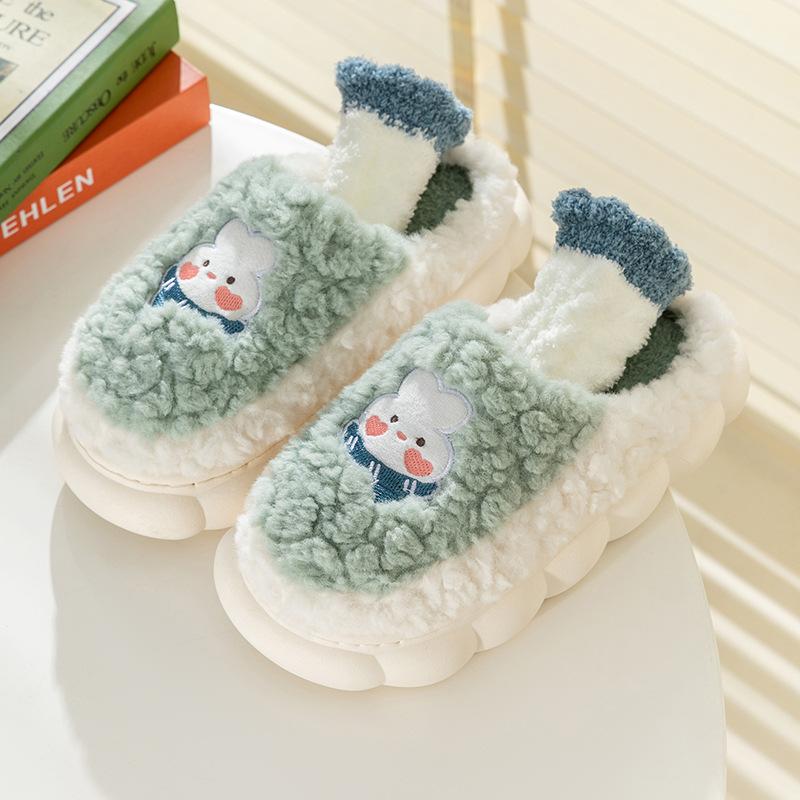 Модные хлопковые тапочки с бантиками, женские зимние домашние теплые парные тапочки 2024 года, толстые нескользящие пушистые тапочки для отдыха