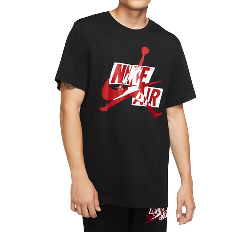 Jordan Jumpman Classics Футболка с коротким рукавом с тиснением и принтом Мужские топы Черные CU9571-011