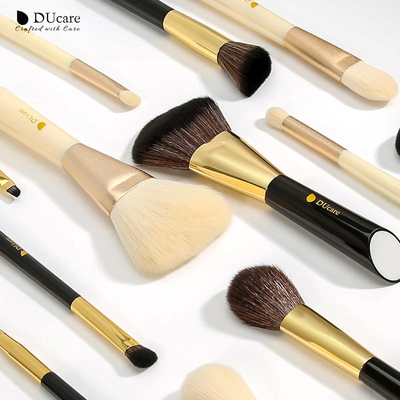 DUcare Кисти для макияжа, 8 шт., набор белых кистей, натуральная пудра из козьего волоса, тени для век, растушевка ресниц, бровей, макияж, косметические кисти для красоты
