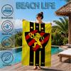 Sport Club Football Crest Printed Microfiber Beach Towel, Soft And Absorbent, Quick-Dry, Ideal for Summer Travel, Beach Essential, Swimming Pool