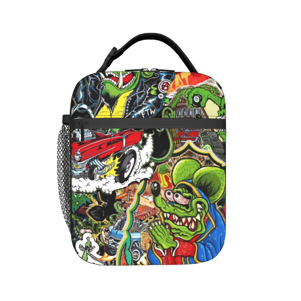 Rat Fink Merch Insulated Lunch Bag For School Office Food Box Leakproof Cooler Thermal Lunch Boxes