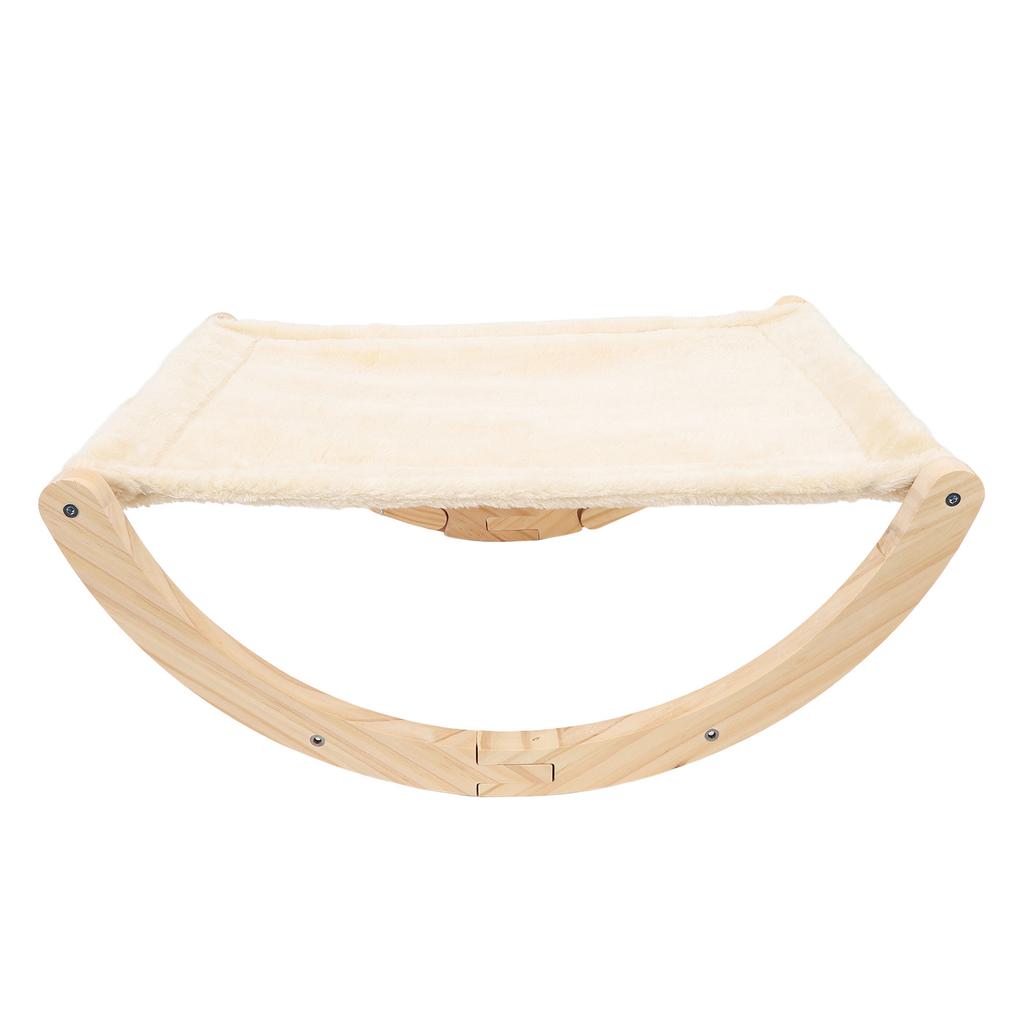 Wooden Cat Hammock Foldable Antislip Easy To Assemble Elevated Pet Hammock Bed Furniture for Indoor Cat Plush Style