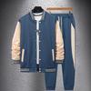 2024 Men's Autumn/Winter Color Block Baseball Jacket & Sports Pants Set