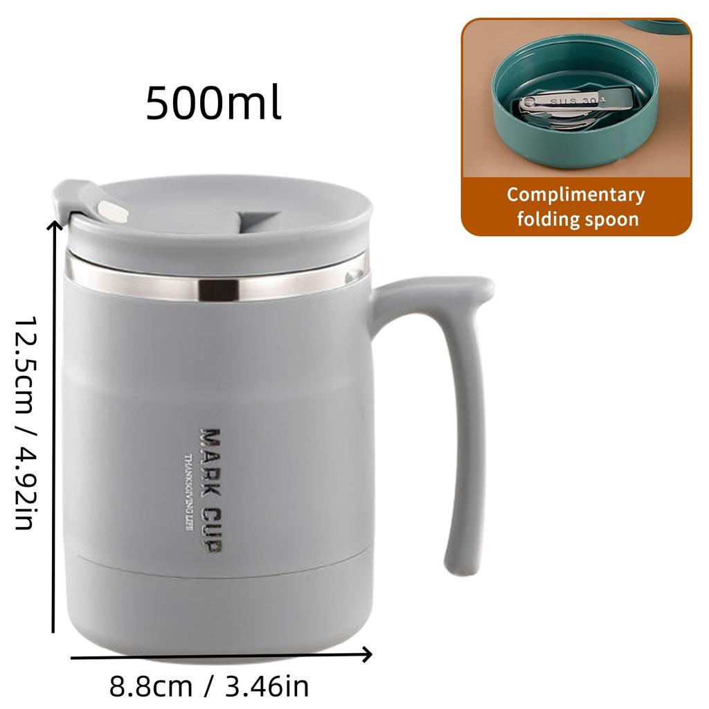 Thermal Cup 304 Stainless Steel Double-layer Insulated Coffee Mug With Spoon Portable Leak Proof Wter Cup For Student Adult