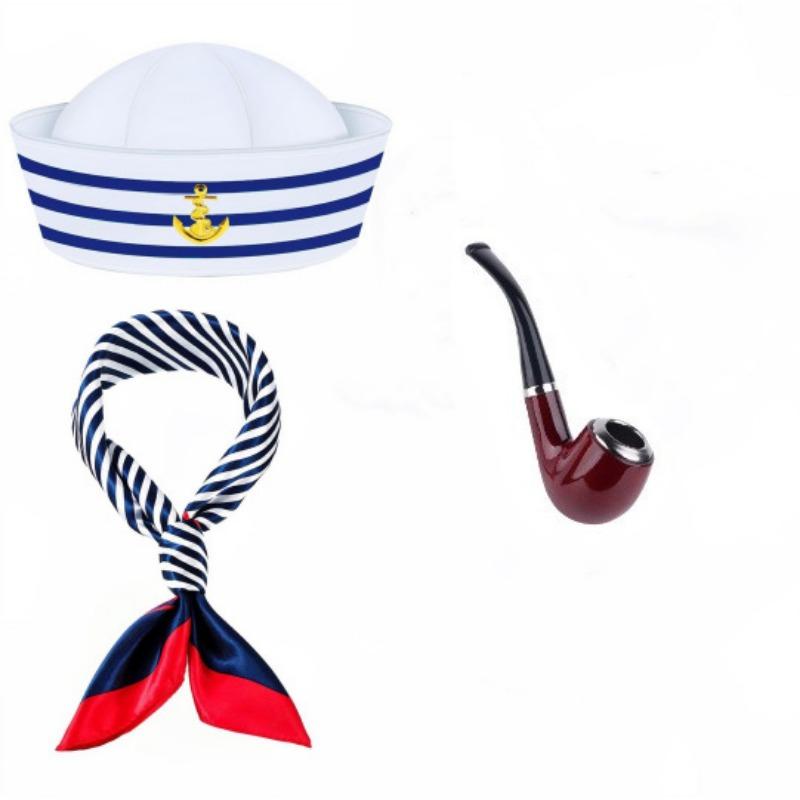 Набор костюма пилота и стюардессы на Хэллоуин, 5 шт./компл., Тканевая фуражка моряка, Шарф, Шляпа авиатора, Солнцезащитные очки, Аксессуары для ролевых игр и вечеринок