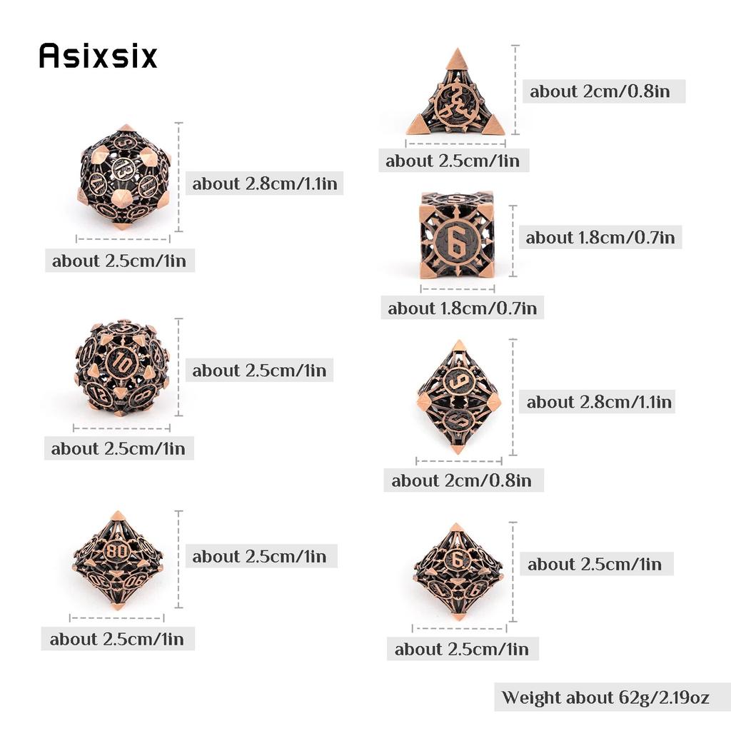 7 Pcs Copper Metal Dice Hollow Metal Polyhedral Dice Set Suitable for Role-Playing RPG    Board Game Card Game