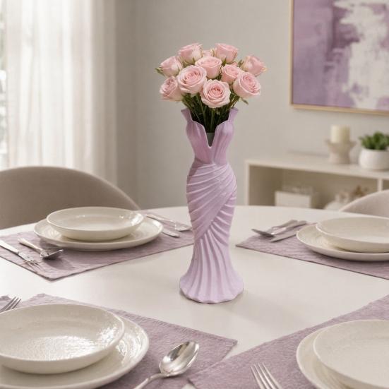 yangyizhi Evening Dress Vase, Elegant Mermaid 3D Printed Plastic Decorative Vase for Home Table Shelf Decor