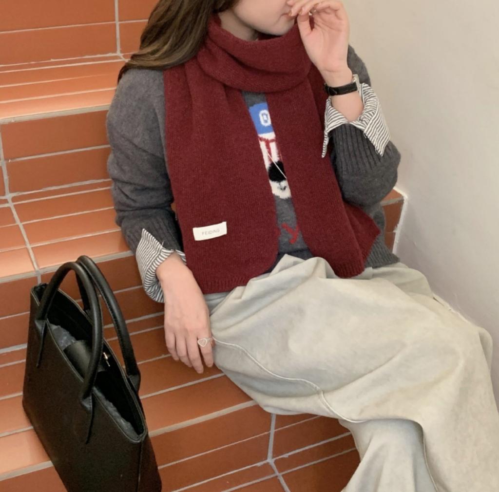 Однотонный теплый шарф женский универсальный шерстяной мягкий восковой парный шарф в стиле колледжа японский прилив