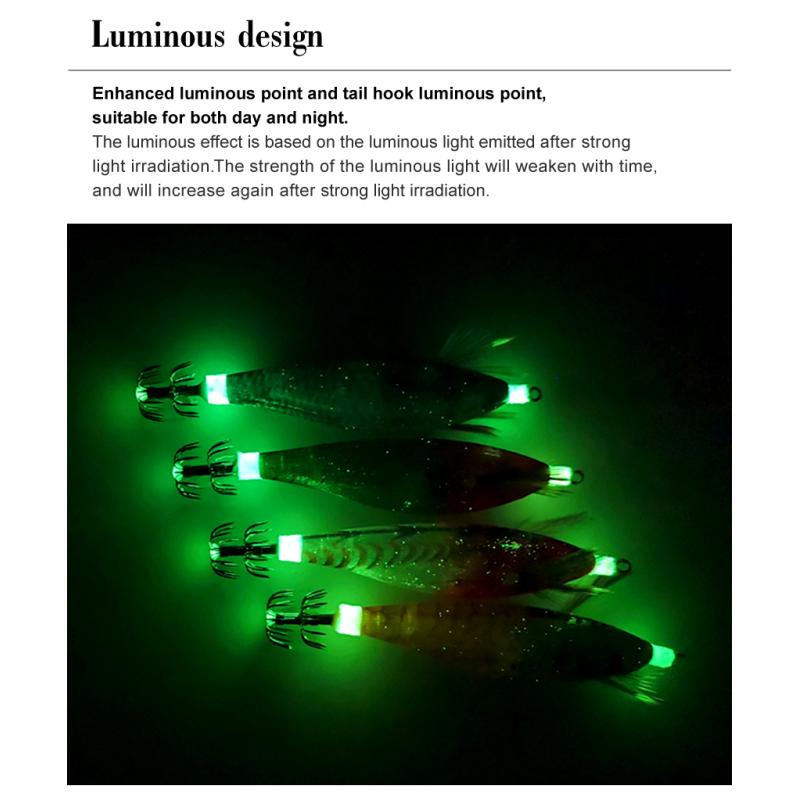 Рыболовная приманка для деревянных креветок с батареей, 7 шт., 10 см, крючок для кальмара, наживка для осьминога, джиги для кальмаров, приманки для каракатиц, искусственный воблер, жесткая приманка