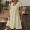 Women's Fashion Summer Casual Short Sleeve Solid Color Dress