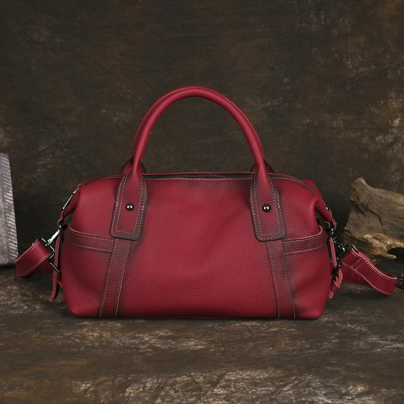 Johnature Универсальная женская сумка ручной работы из натуральной кожи в стиле ретро, большая вместимость, однотонные сумки через плечо