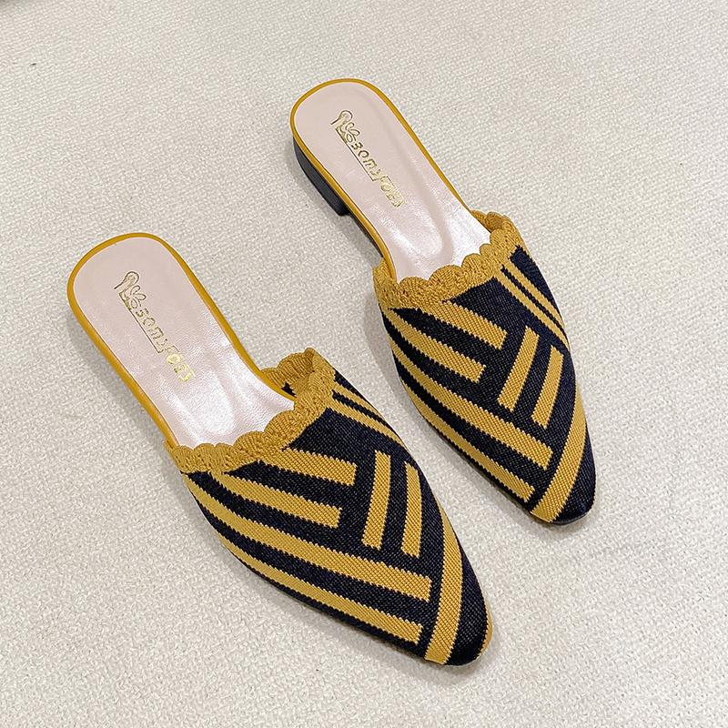 2024 Summer Women Mules Slipper Fashion Shallow Square Toe Slides Outdoor Dress Sandal Women's Sandalias