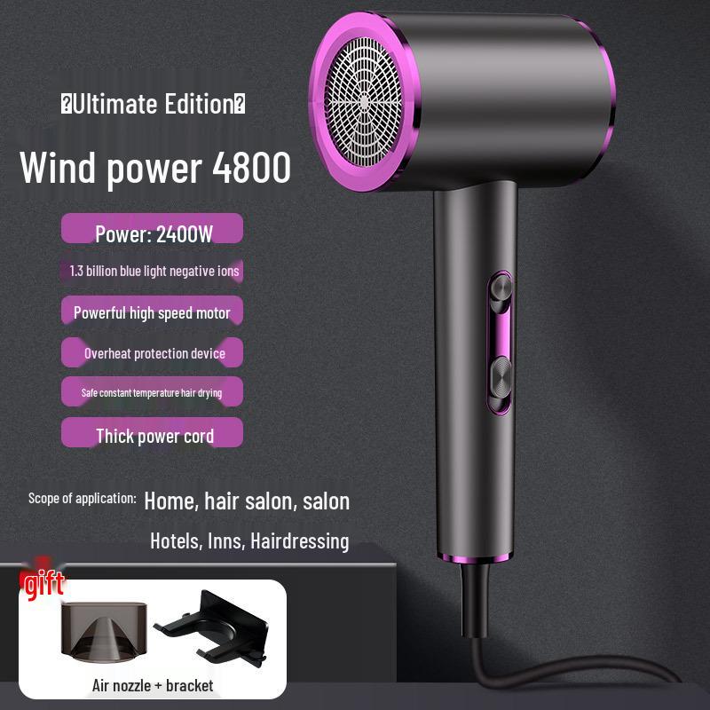 High Power Blue Light Negative Ion Hair Dryer with Strong Wind