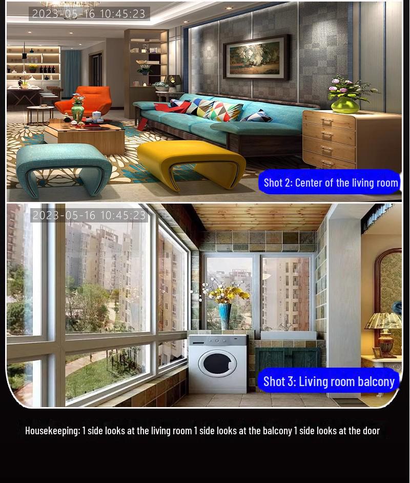 Three-Lens 360° Mobile Camera with Remote Monitoring & Intelligent Human-Shape Tracking