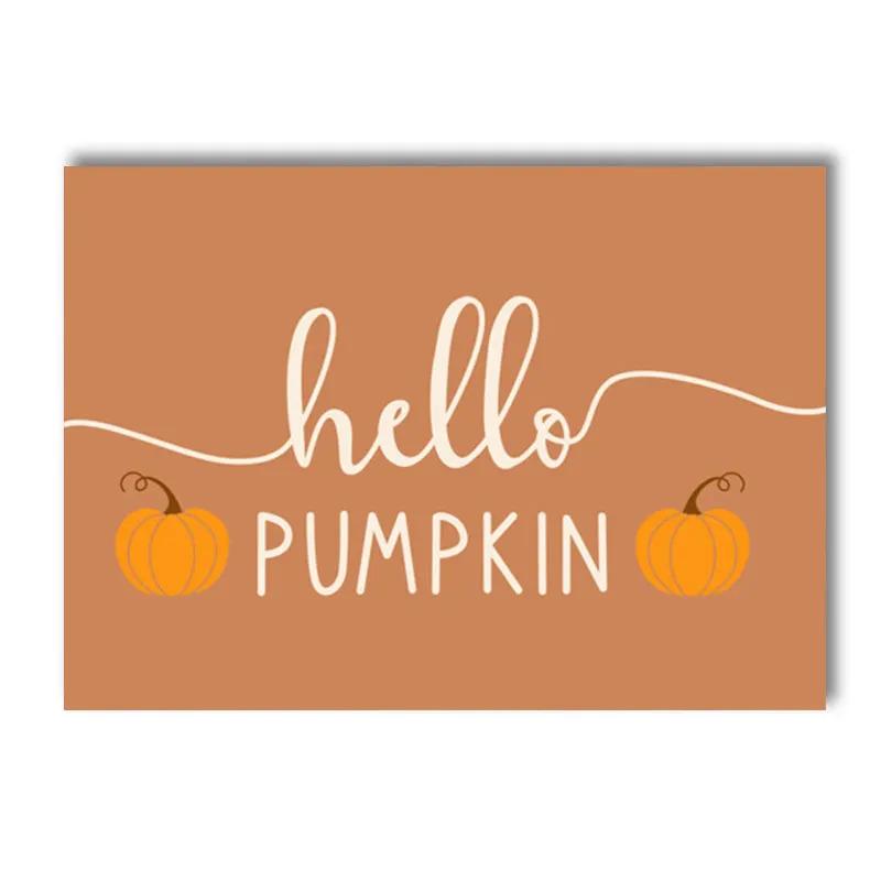 Canvas Painting Autumn Scenery Leaf Poster Print Nordic Wall Pictures Living Room Home Decor Hello Pumpkin Art