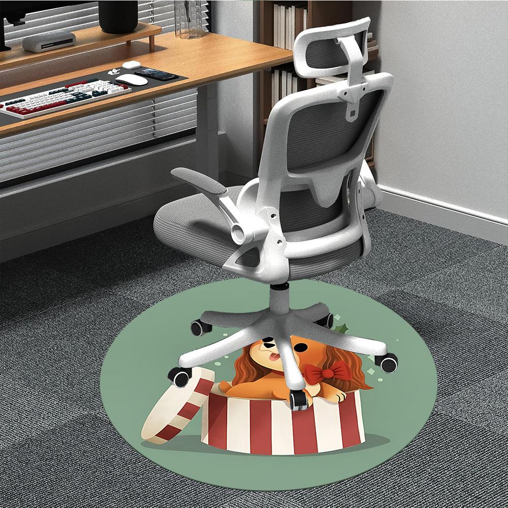 1pc Puppy Present Office Round Rug, Non-slip, Soft and Durable Office Rug for Interior Decoration, Perfect for Office, Beautiful Decoration yy26031201