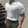 Мужская летняя рубашка поло в стиле хай-стрит - Вязаная с коротким рукавом, с лацканом, охлаждающий пуловер