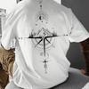 2024 New Summer Men's T-Shirt 3d Compass Printed Short Sleeve Tees Simple Fashion Male Clothing Loose Oversized T-Shirt For Men