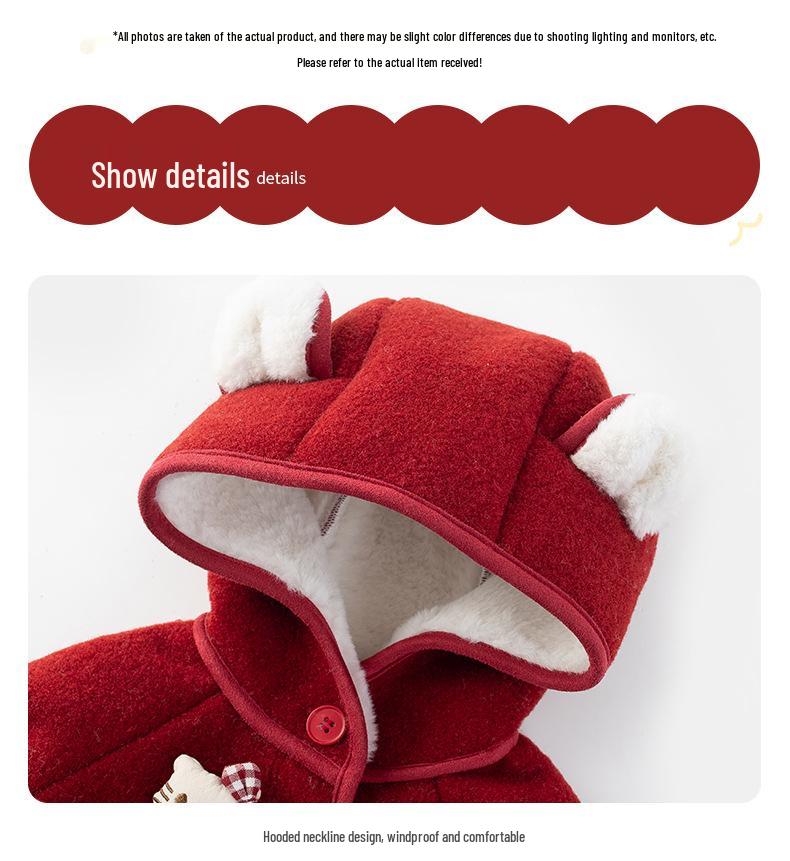 Детская куртка с капюшоном на флисовой подкладке - Стиль Осень/Зима 2025, Густая овечья шерсть, Зимнее пальто для детей.